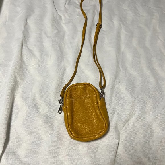 Borse In Pelle Italian Leather Mustard Crossbody Small Bag/Purse - Picture 5 of 5